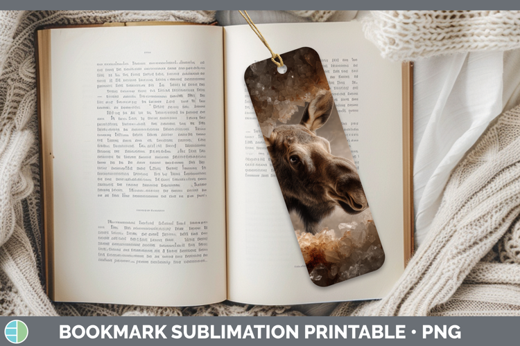 Moose Bookmark Animals Geode Wall Sublimation Printable Desi