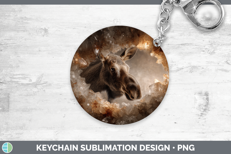 Moose Keychain Animals Geode Wall Sublimation Keyring Design