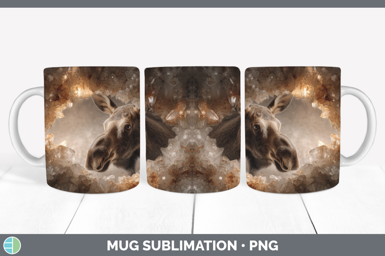 Moose Mug Wrap Animals Geode Wall Sublimation Coffee Cup Des