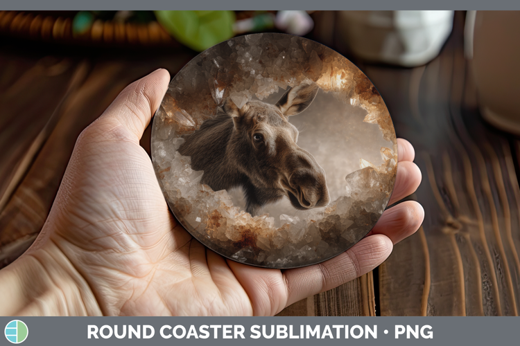 Moose Round Coaster Animals Geode Wall Sublimation Coaster D