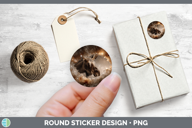 Animals Geode Wall Moose Stickers | Round Labels Designs