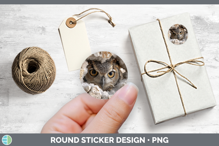 Animals Geode Wall Owl Stickers | Round Labels Designs