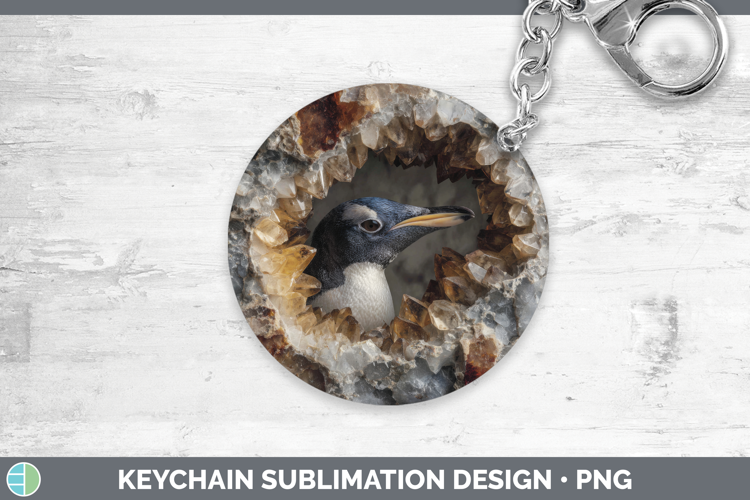 Penguin Keychain Animals Geode Wall Sublimation Keyring Desi