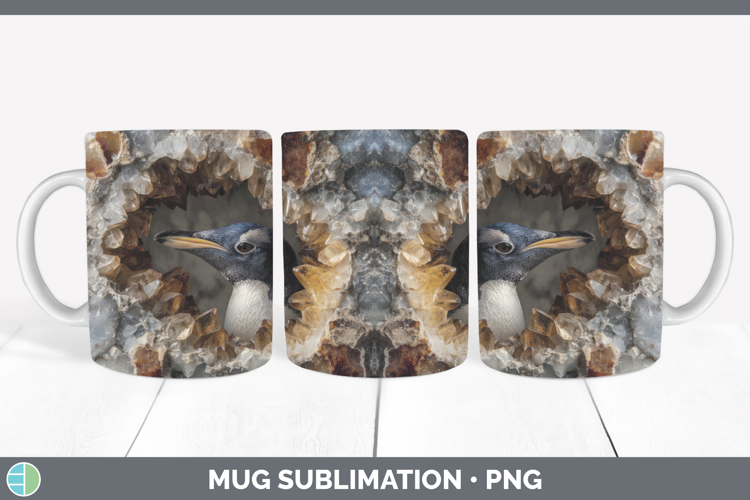 Penguin Mug Wrap Animals Geode Wall Sublimation Coffee Cup D