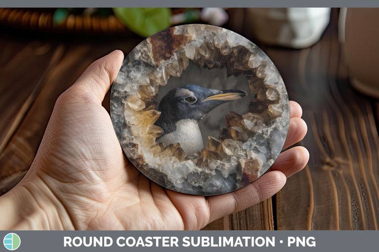 Penguin Round Coaster Animals Geode Wall Sublimation Coaster