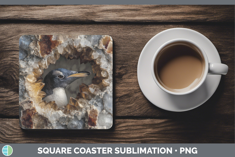 Penguin Square Coaster Animals Geode Wall Sublimation Coaste
