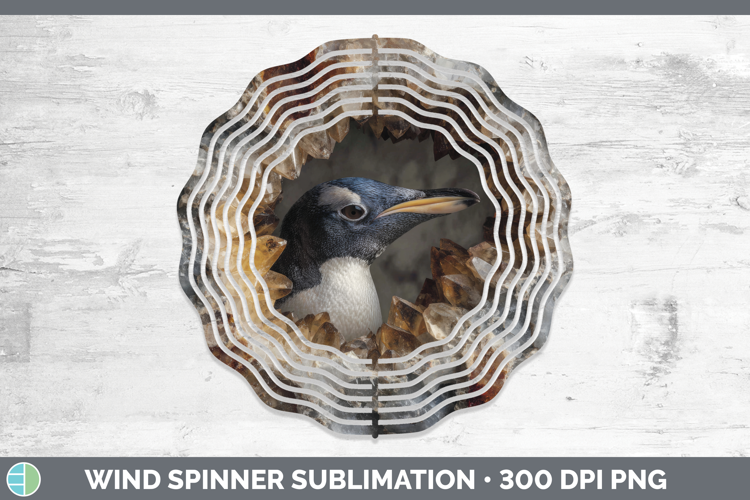 Penguin Wind Spinner Animals Geode Wall Sublimation Spinner