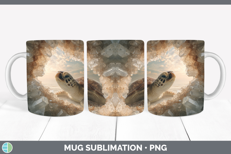 Sea Turtle Mug Wrap Animals Geode Wall Sublimation Coffee Cu