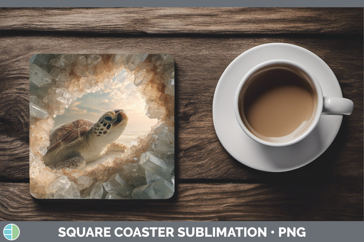 Sea Turtle Square Coaster Animals Geode Wall Sublimation Coa