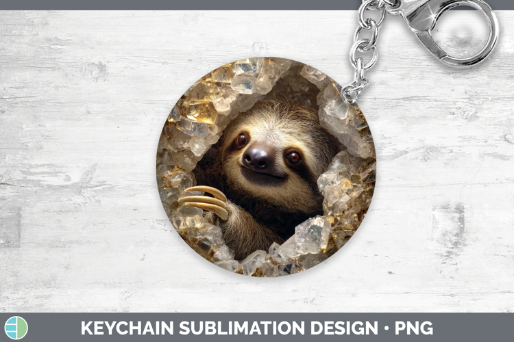 Sloth Keychain Animals Geode Wall Sublimation Keyring Design