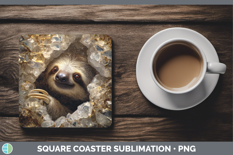 Sloth Square Coaster Animals Geode Wall Sublimation Coaster