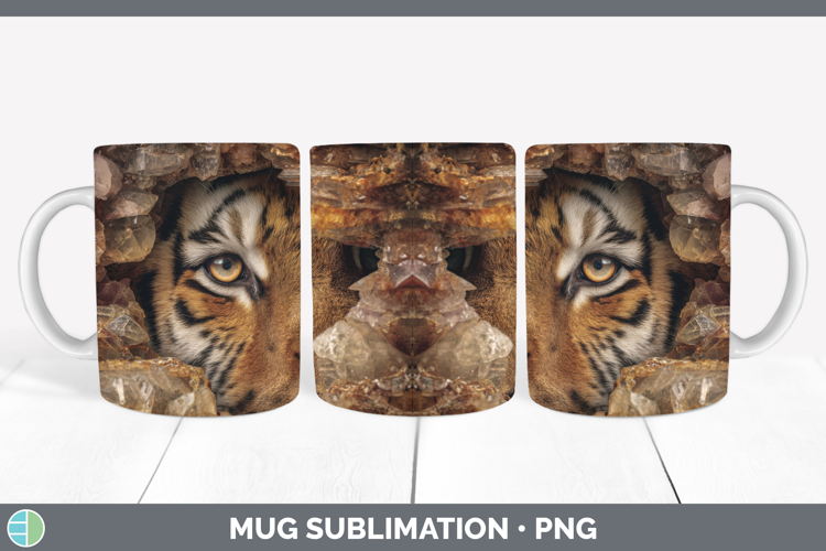 Tiger Mug Wrap Animals Geode Wall Sublimation Coffee Cup Des