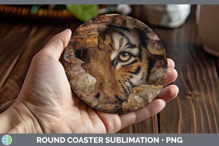 Tiger Round Coaster Animals Geode Wall Sublimation Coaster D