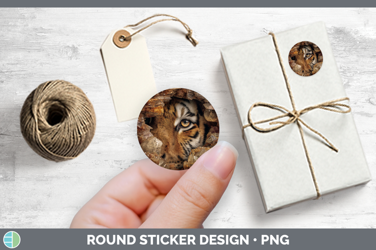 Animals Geode Wall Tiger Stickers | Round Labels Designs