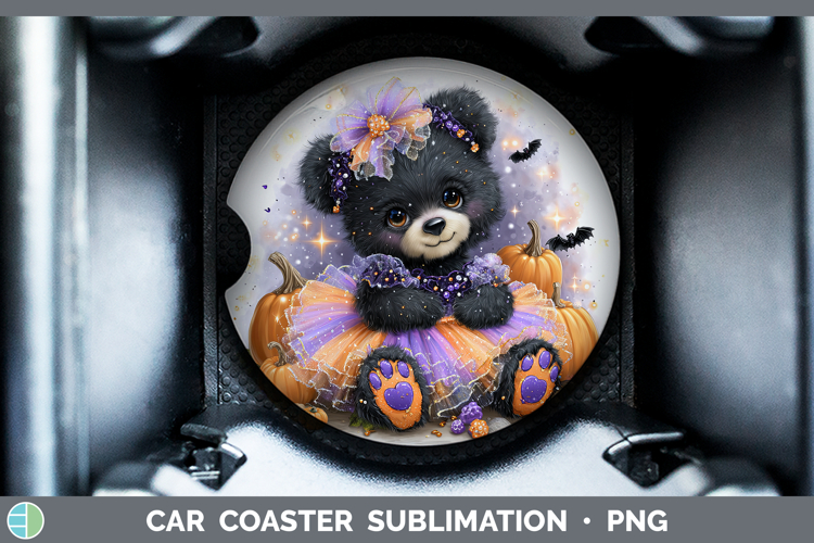 Animals Halloween Bear Car Coaster Sublimation Designs