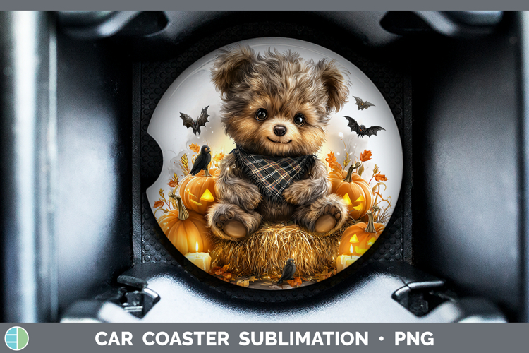 Animals Halloween Bear Car Coaster Sublimation Designs