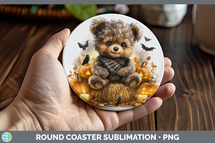 Animals Halloween Bear Round Coaster Sublimation Coaster Des