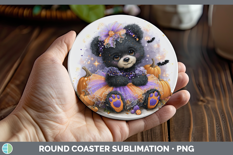 Animals Halloween Bear Round Coaster Sublimation Coaster Des