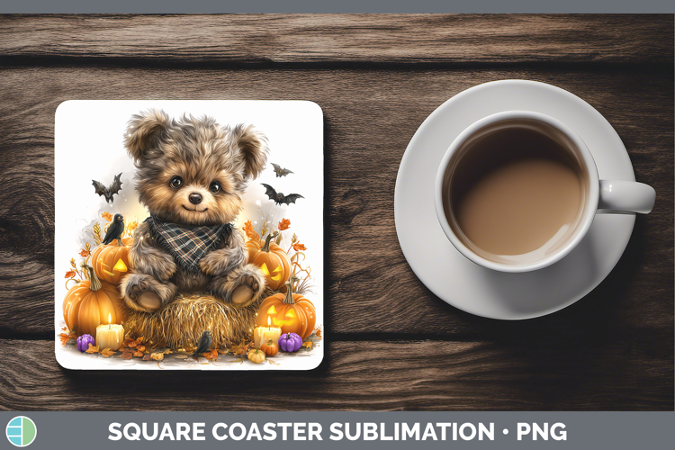 Animals Halloween Bear Square Coaster Sublimation Coaster De