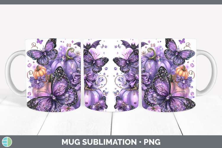 Animals Halloween Butterfly Mug Wrap Sublimation Coffee Cup