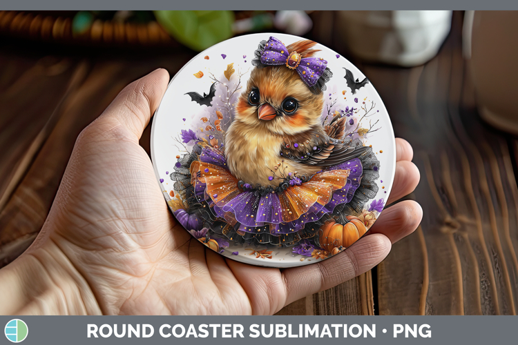 Animals Halloween Cardinal Round Coaster Sublimation Coaster