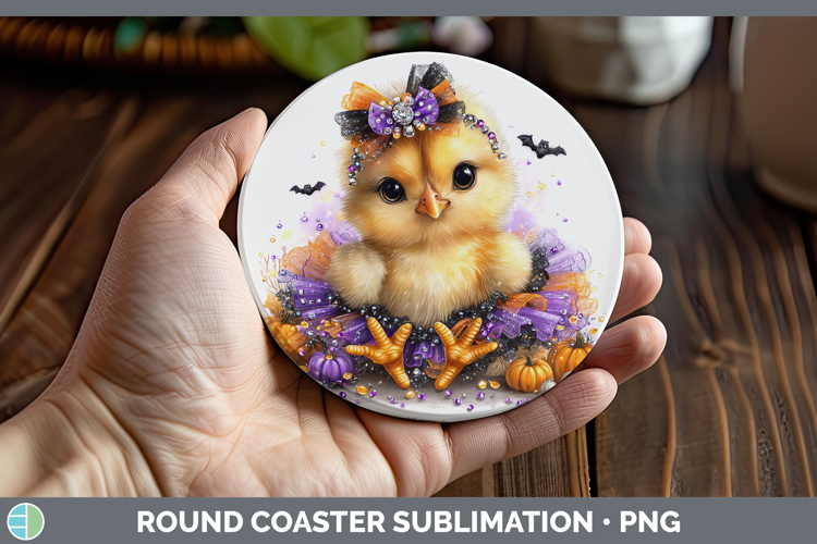 Animals Halloween Chicken Round Coaster Sublimation Coaster
