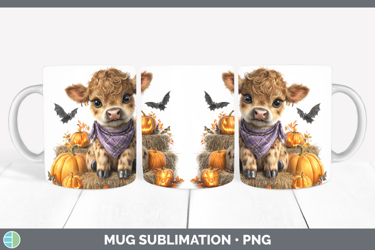 Animals Halloween Cow Mug Wrap Sublimation Coffee Cup Design