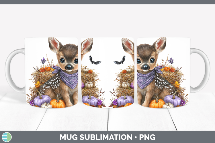 Animals Halloween Deer Mug Wrap Sublimation Coffee Cup Desig