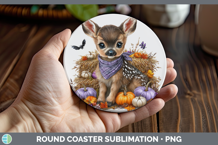 Animals Halloween Deer Round Coaster Sublimation Coaster Des