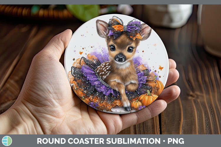 Animals Halloween Deer Round Coaster Sublimation Coaster Des