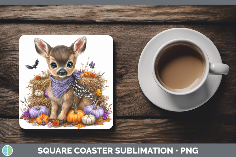 Animals Halloween Deer Square Coaster Sublimation Coaster De