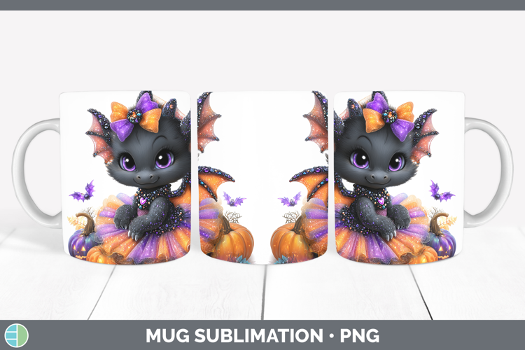 Animals Halloween Dragon Mug Wrap Sublimation Coffee Cup Des