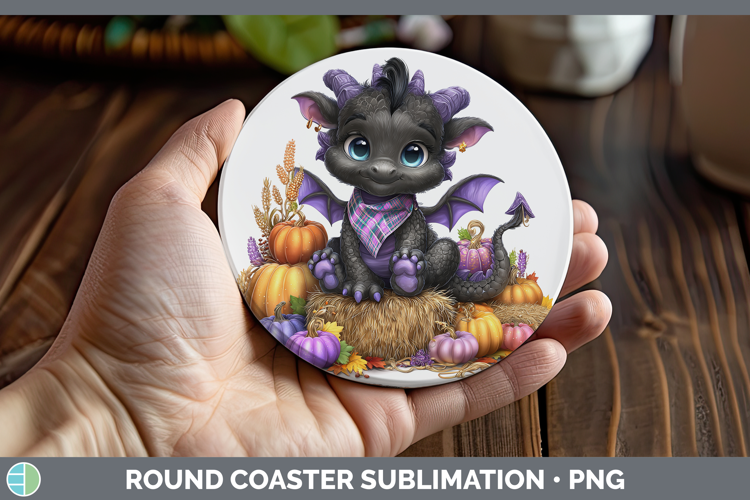 Animals Halloween Dragon Round Coaster Sublimation Coaster D