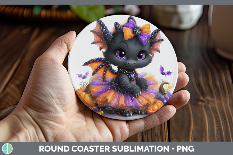 Animals Halloween Dragon Round Coaster Sublimation Coaster D