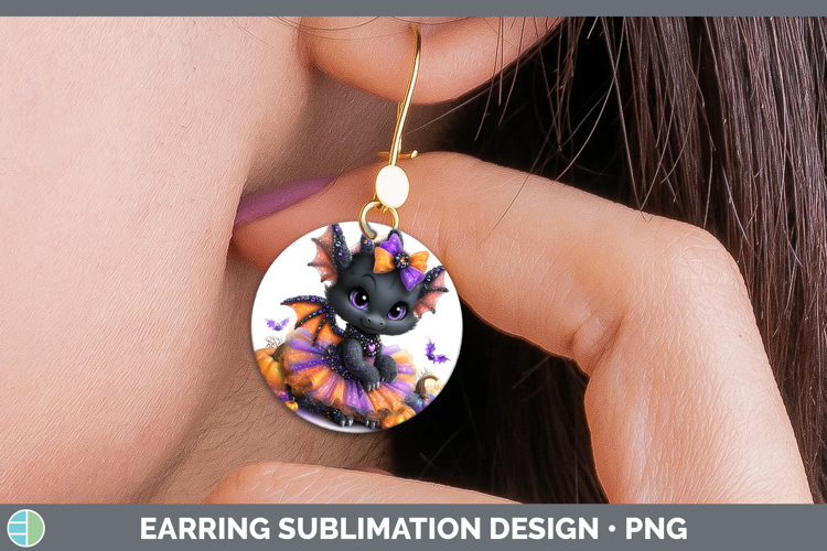 Animals Halloween Dragon Round Earrings Sublimation Earrings