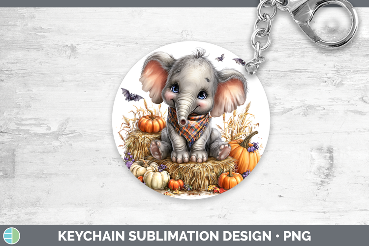 Animals Halloween Elephant Keychain Sublimation Keyring Desi