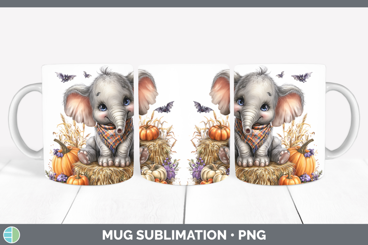 Animals Halloween Elephant Mug Wrap Sublimation Coffee Cup D