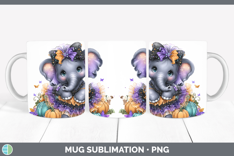 Animals Halloween Elephant Mug Wrap Sublimation Coffee Cup D