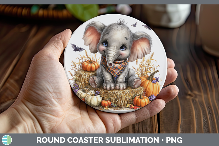 Animals Halloween Elephant Round Coaster Sublimation Coaster