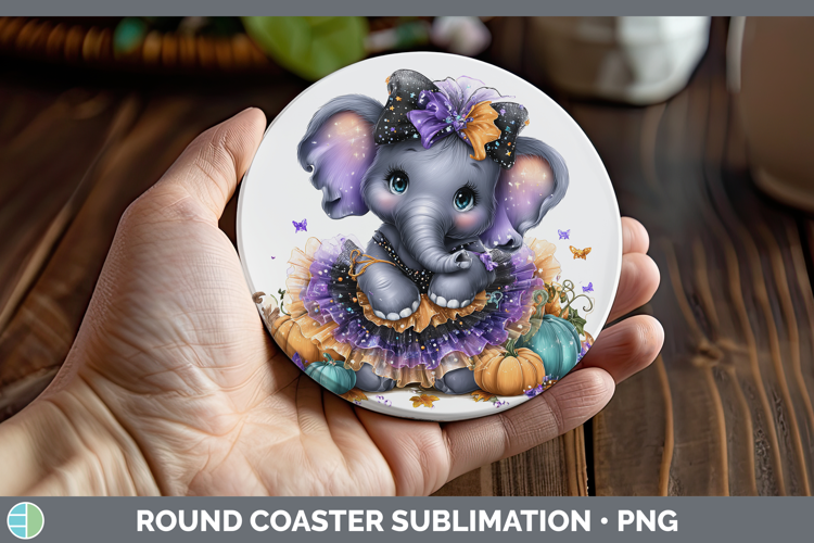 Animals Halloween Elephant Round Coaster Sublimation Coaster