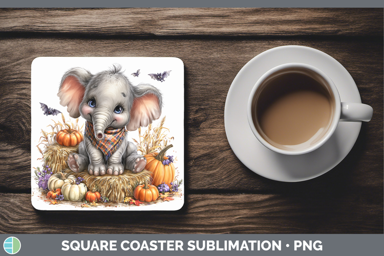 Animals Halloween Elephant Square Coaster Sublimation Coaste