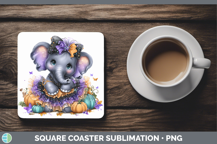 Animals Halloween Elephant Square Coaster Sublimation Coaste