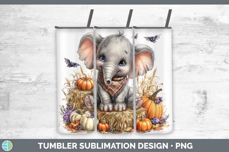 Animals Halloween Elephant Tumbler Sublimation 20 oz Skinny