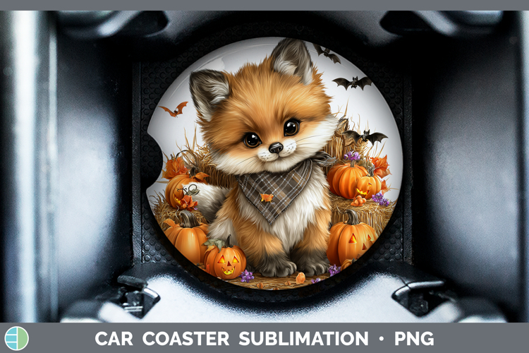 Animals Halloween Fox Car Coaster Sublimation Designs