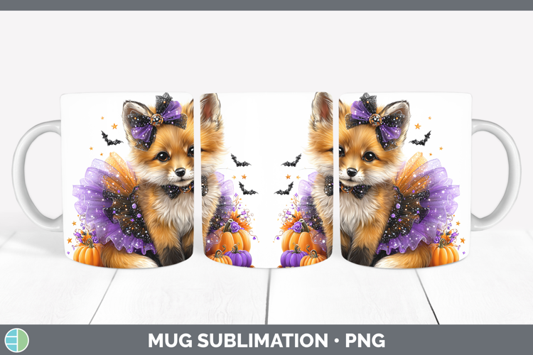 Animals Halloween Fox Mug Wrap Sublimation Coffee Cup Design