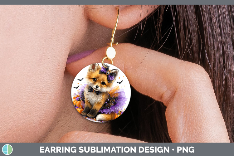 Animals Halloween Fox Round Earrings Sublimation Earrings De