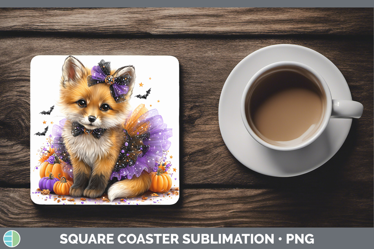 Animals Halloween Fox Square Coaster Sublimation Coaster Des