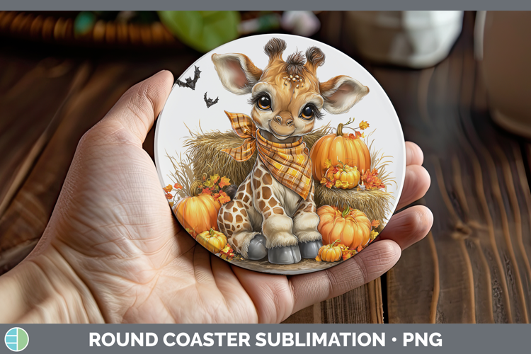 Animals Halloween Giraffe Round Coaster Sublimation Coaster