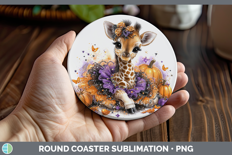 Animals Halloween Giraffe Round Coaster Sublimation Coaster
