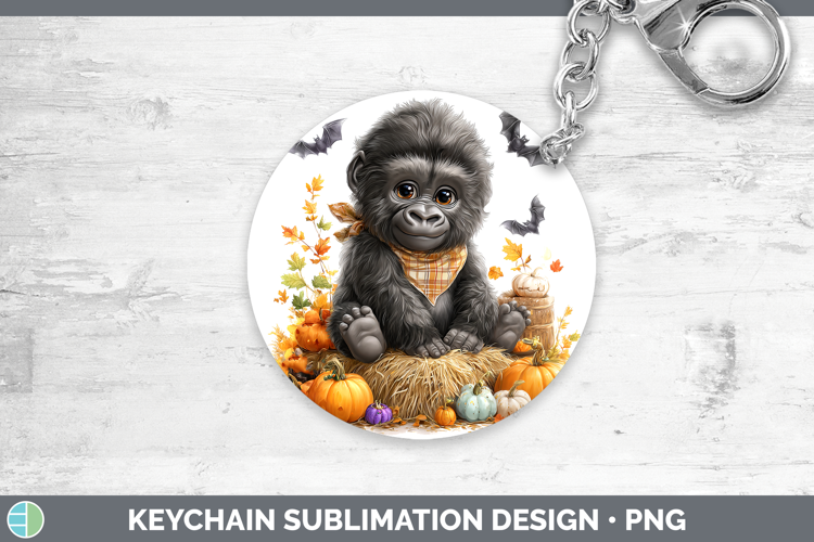 Animals Halloween Gorilla Keychain Sublimation Keyring Desig